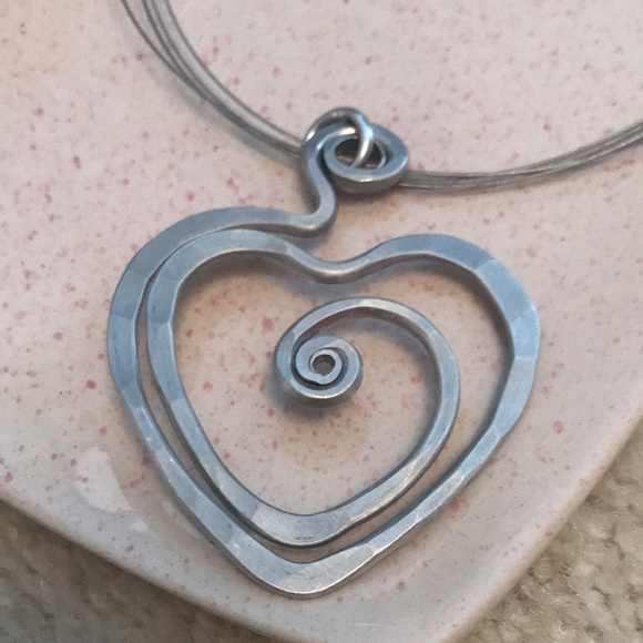 Aluminum Heart Necklace Artist Made - Picture 7 of 7
